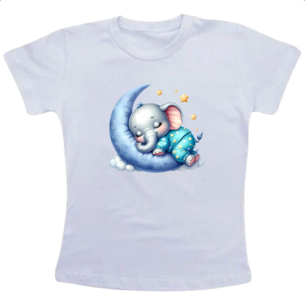 Camiseta Infanto Juvenil Cute Elefante dormindo na Lua