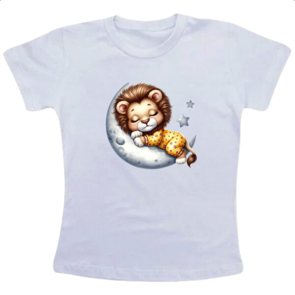 Camiseta Infanto Juvenil Cute Leao dormindo na Lua