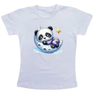 Camiseta Infanto Juvenil Cute Panda dormindo na Lua