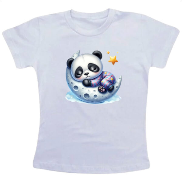 Camiseta Infanto Juvenil Cute Panda dormindo na Lua