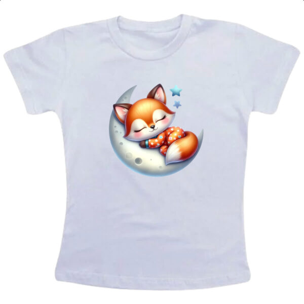 Camiseta Infanto Juvenil Cute Raposa dormindo na Lua