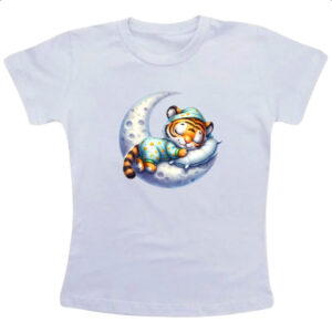 Camiseta Infanto Juvenil Cute Tigre dormindo na Lua