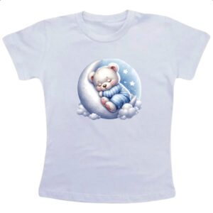 Camiseta Infanto Juvenil Cute Urso Polar dormindo na Lua