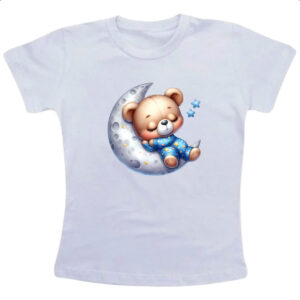 Camiseta Infanto Juvenil Cute Urso dormindo na Lua