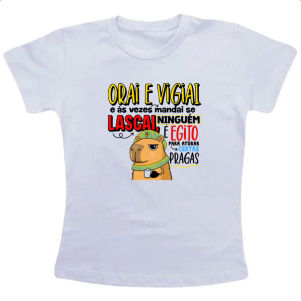 Camiseta Infanto Juvenil Capivara Orai e vigiai