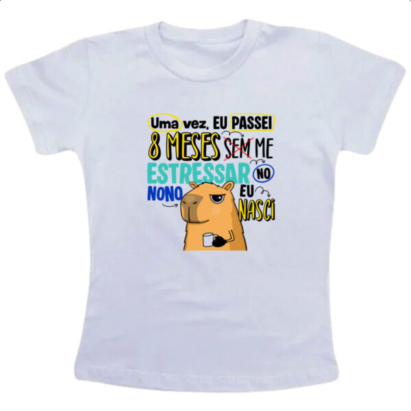 Camiseta Infanto Juvenil Capivara Sem estressar Azul