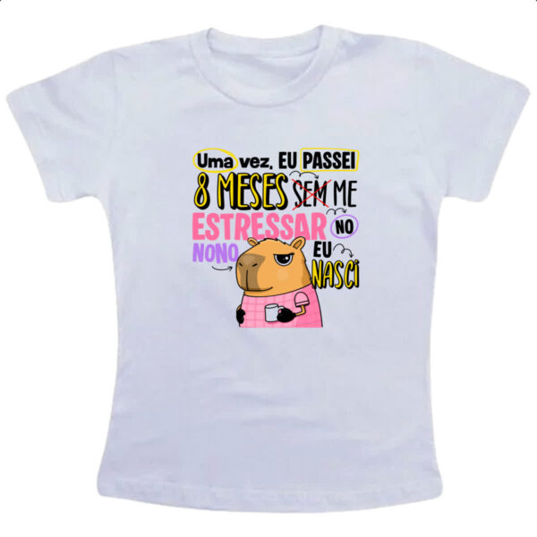 Camiseta Infanto Juvenil Capivara Sem estressar rosa