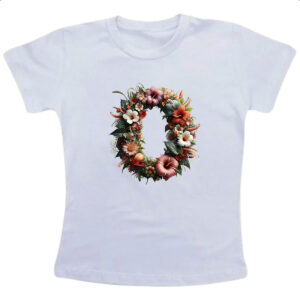 Camiseta Infanto Juvenil Alfabeto Floral Letra O