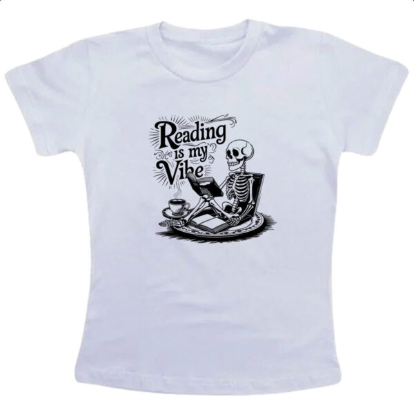 Camiseta Infanto Juvenil Caveira Reading is my vibe