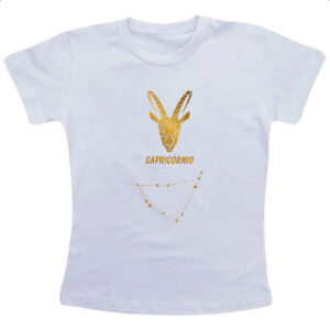 Camiseta Infanto Juvenil Signo Capricornio Constelacao Dourada
