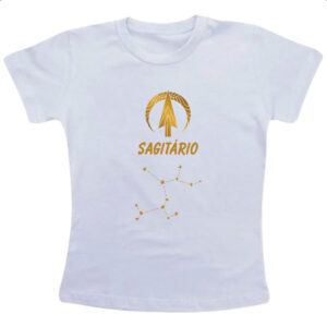 Camiseta Infanto Juvenil Signo Sagitario Constelacao Dourada
