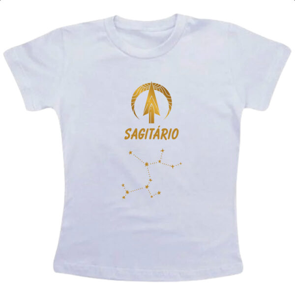 Camiseta Infanto Juvenil Signo Sagitario Constelacao Dourada