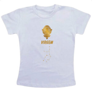 Camiseta Infanto Juvenil Signo Virgem Constelacao Dourada
