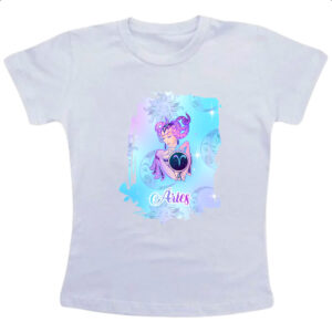 Camiseta Infanto Juvenil Aries fundo zodiacal