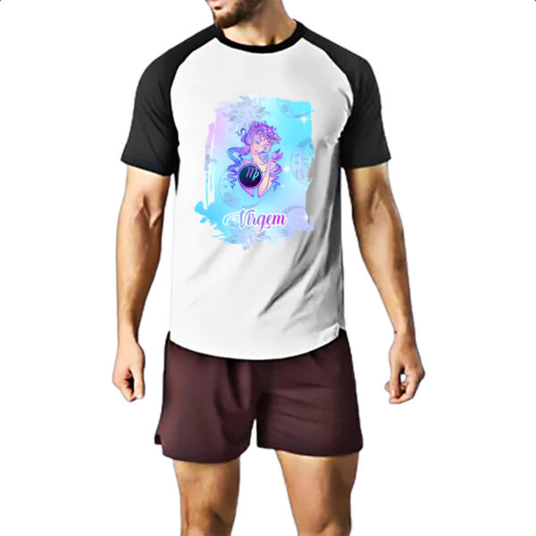 Camiseta Raglan Virgem fundo zodiacal - Imagem 2