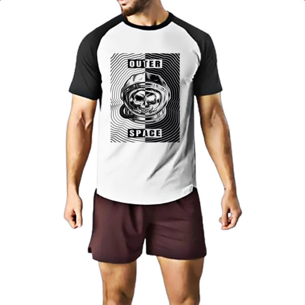 Camiseta Raglan Caveira Atronauta Outer Space - Imagem 2