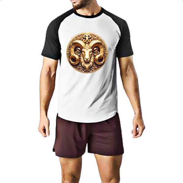 Camiseta Raglan Signo de Aries moeda de ouro - Imagem 2