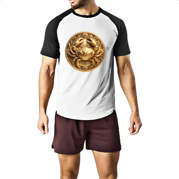 Camiseta Raglan Signo de Cancer moeda de ouro - Imagem 2