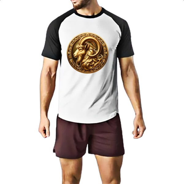 Camiseta Raglan Signo de Capricornio moeda de ouro - Imagem 2