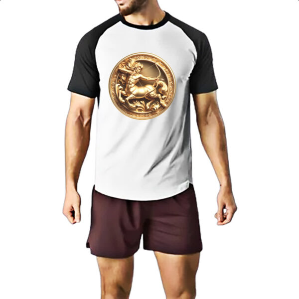Camiseta Raglan Signo de Sagitario moeda de ouro - Imagem 2