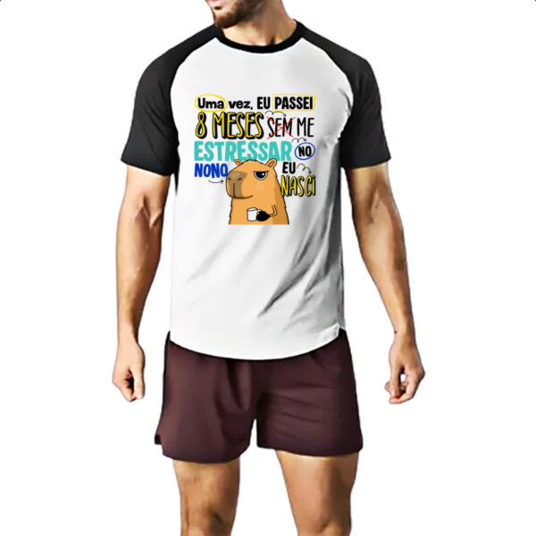 Camiseta Raglan Capivara Sem estressar Azul - Imagem 2