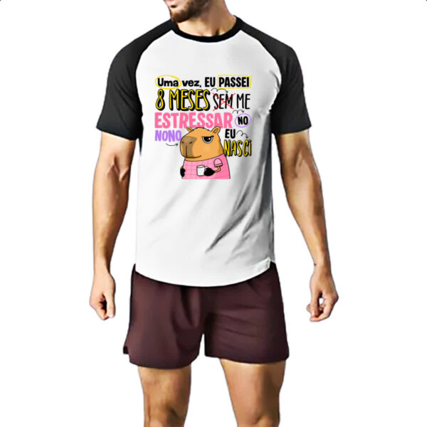 Camiseta Raglan Capivara Sem estressar rosa - Imagem 2