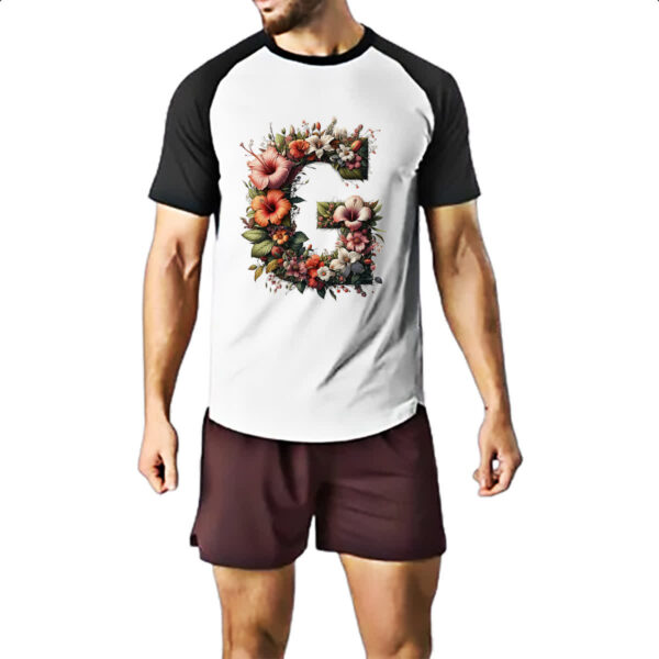 Camiseta Raglan Alfabeto Floral Letra G - Imagem 2