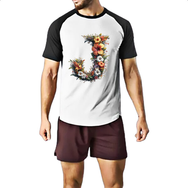 Camiseta Raglan Alfabeto Floral Letra J - Imagem 2