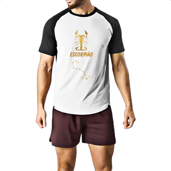 Camiseta Raglan Signo Escorpiao Constelacao Dourada - Imagem 2
