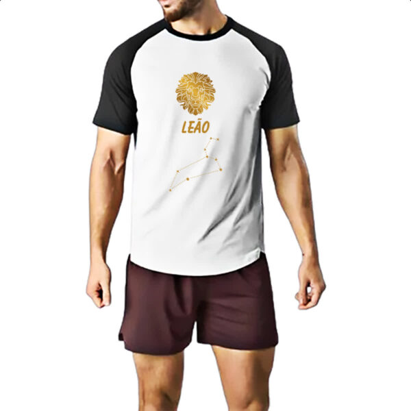 Camiseta Raglan Signo Leao Constelacao Dourada - Imagem 2
