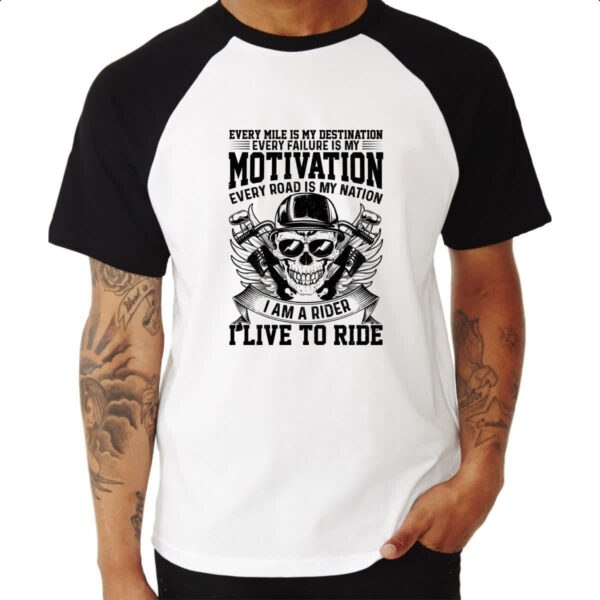 Camiseta Raglan Motorcycle Motivation - Imagem 3