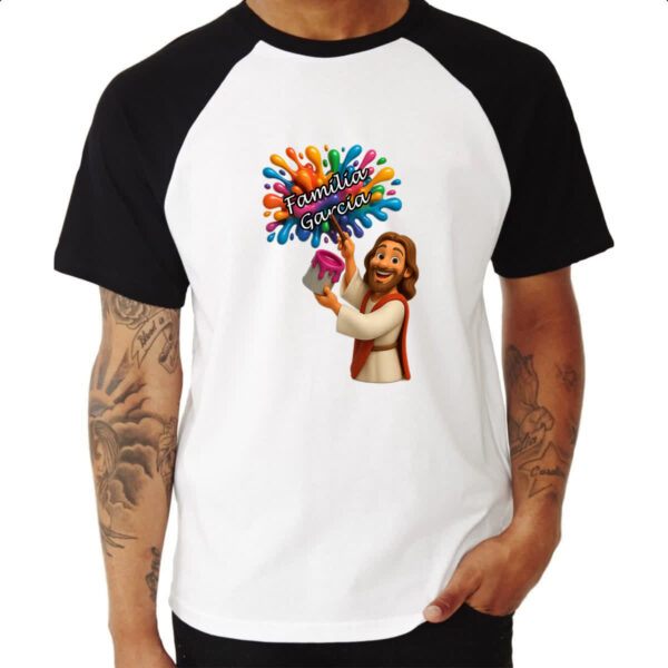 Camiseta Raglan Jesus Escrevendo Familia Garcia - Imagem 3