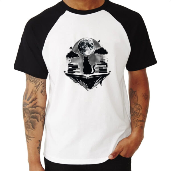 Camiseta Raglan Gatro Preto do conhecimento - Imagem 3
