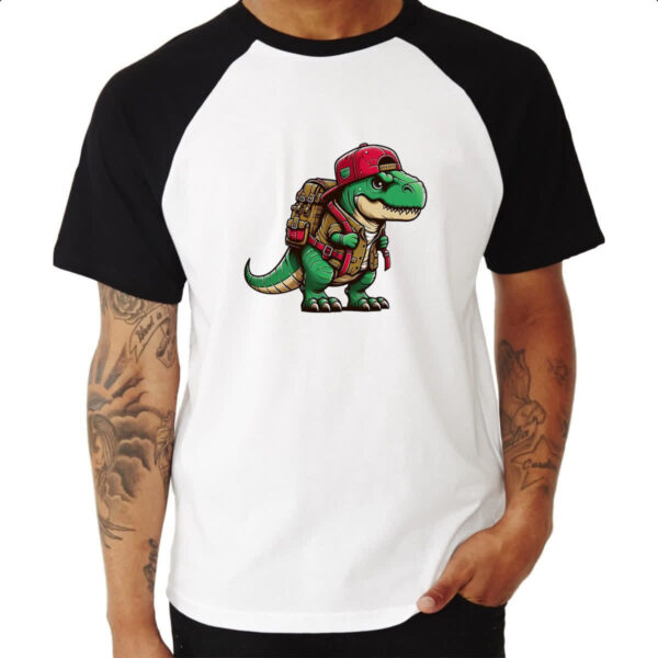 Camiseta Raglan T-Rex aventureiro - Imagem 3