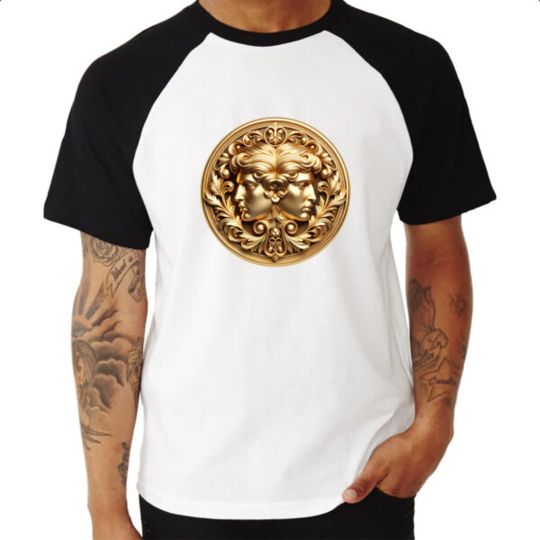 Camiseta Raglan Signo de Gemeos moeda de ouro - Imagem 3