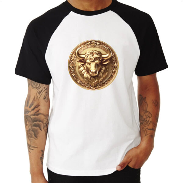 Camiseta Raglan Signo de Touro moeda de ouro - Imagem 3