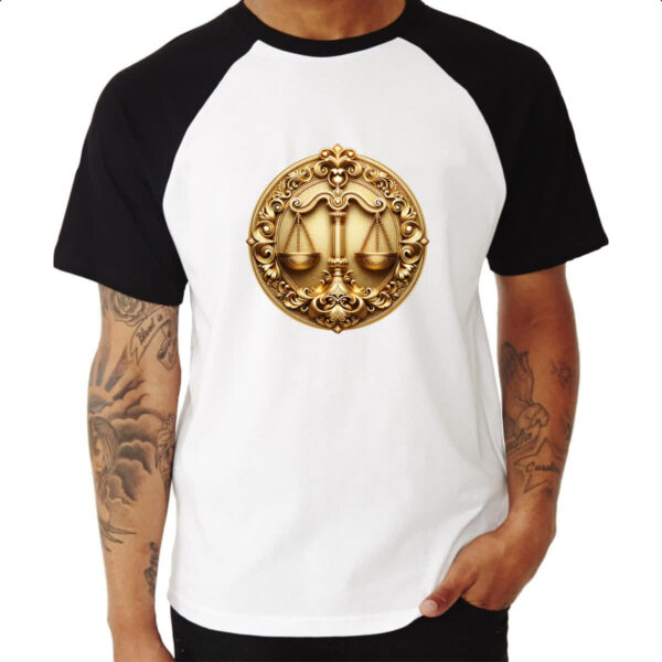 Camiseta Raglan Signo de libra moeda de ouro - Imagem 3