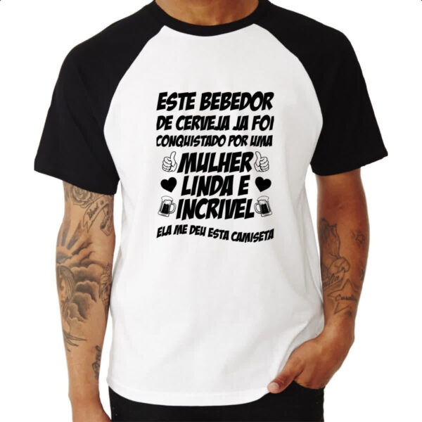 Camiseta Raglan Bebedor de cerveja conquistado - Imagem 3
