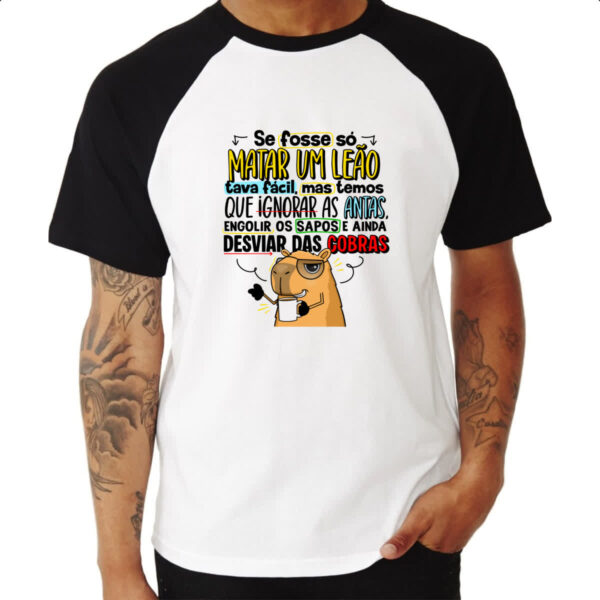 Camiseta Raglan Capivara Matar um leao - Imagem 3