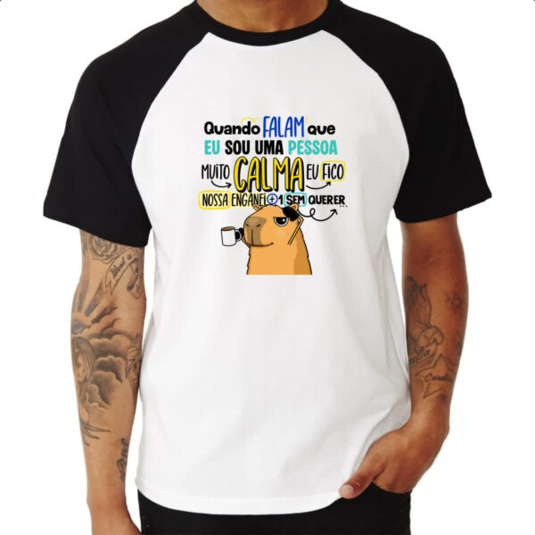 Camiseta Raglan Capivara Muito calma - Imagem 3
