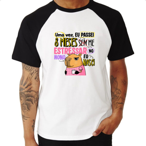 Camiseta Raglan Capivara Sem estressar rosa - Imagem 3