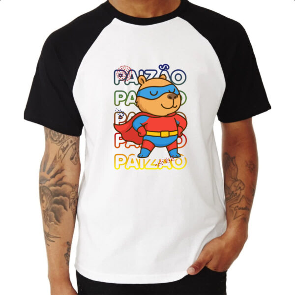 Camiseta Raglan Capivara Paizao Super Heroi - Imagem 3