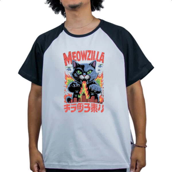 Camiseta Raglan Meowzilla - Imagem 4