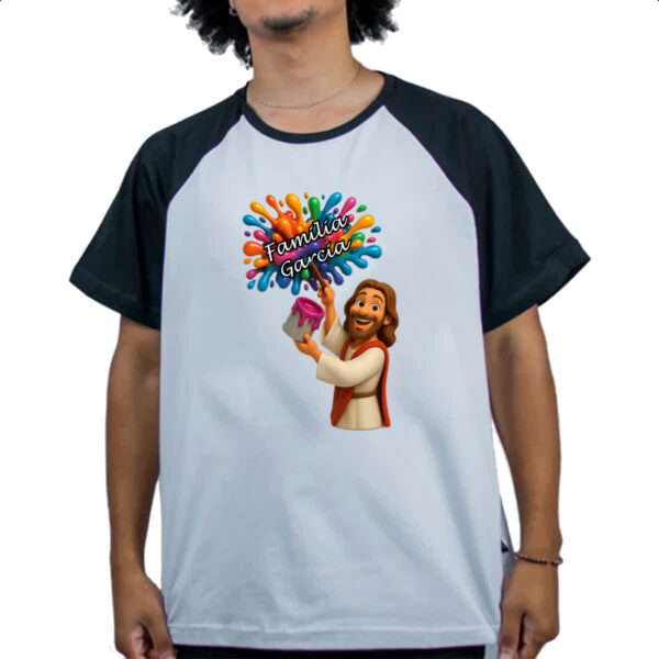 Camiseta Raglan Jesus Escrevendo Familia Garcia - Imagem 4