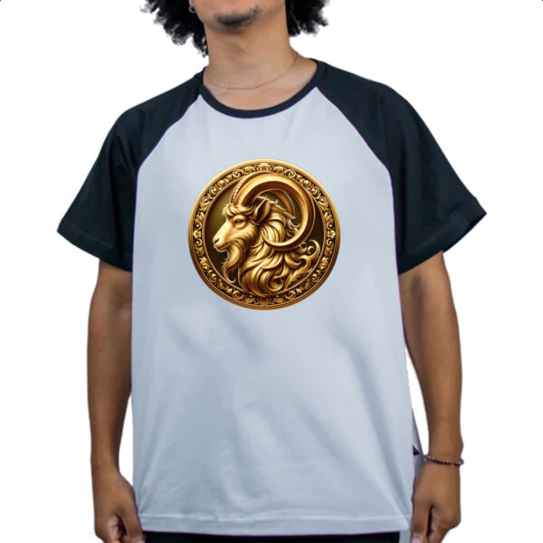Camiseta Raglan Signo de Capricornio moeda de ouro - Imagem 4