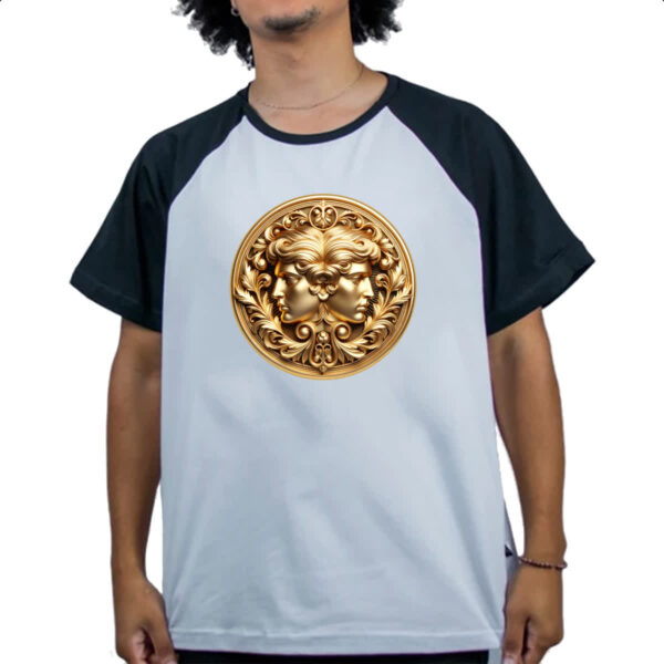 Camiseta Raglan Signo de Gemeos moeda de ouro - Imagem 4