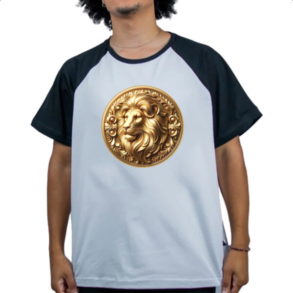 Camiseta Raglan Signo de Leao moeda de ouro - Imagem 4