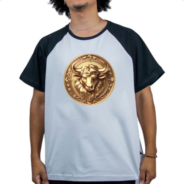 Camiseta Raglan Signo de Touro moeda de ouro - Imagem 4