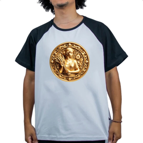 Camiseta Raglan Signo de Virgem moeda de ouro - Imagem 4