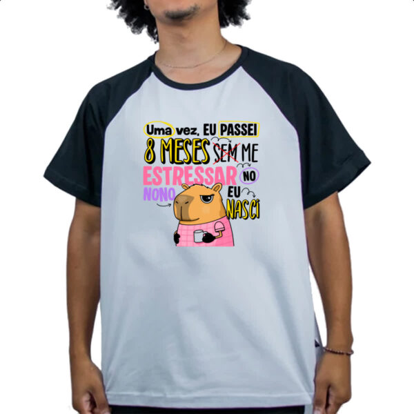 Camiseta Raglan Capivara Sem estressar rosa - Imagem 4